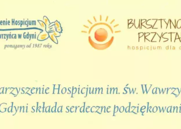 Podziękowania od Stowarzyszenia Hospicjum im. św. Wawrzyńca w Gdyni