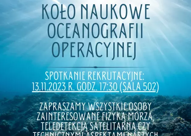 Spotkanie rekrutacyjne Koła Naukowego Oceanografii Operacyjnej